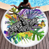 Aperturee - Aperturee Hawaii Grass Butterfly Sweet Vibe Round Beach Towel